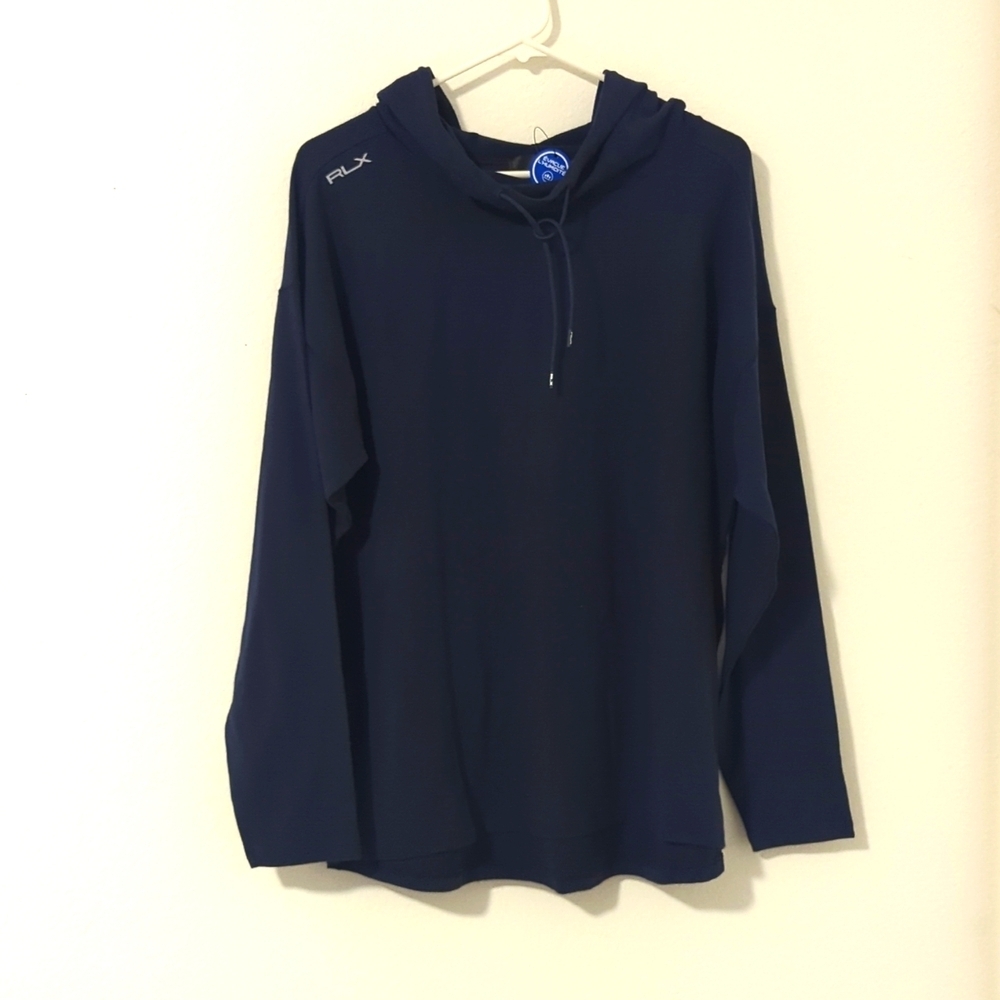 RLX Men's Navy Blue Large Cloud Fleece-Soft Hoodie